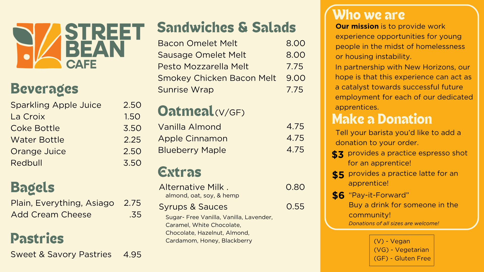 2025 WINTER - Street Bean Menu - Lunch Food_Bev